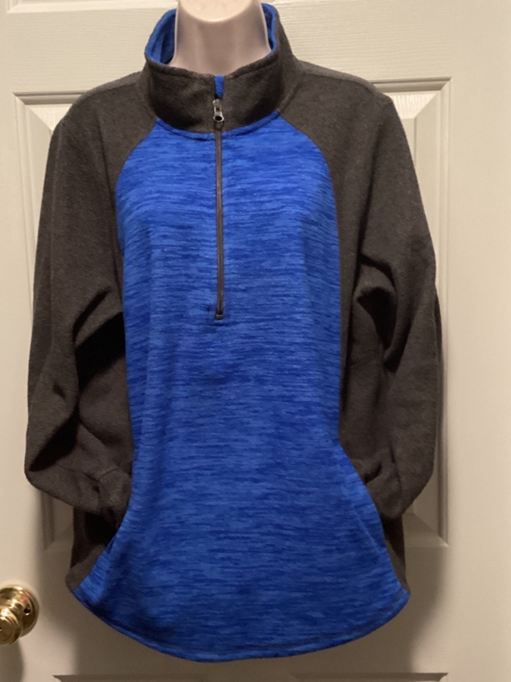 St. John's Bay Blue and Charcoal Full-Zip Fleece Pullover